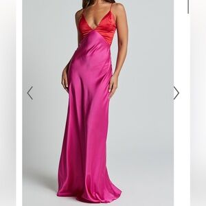 Full length satin dress